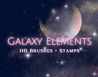 Galaxy Spazio Procreare Pennelli Set Elementi Cielo Notturno Nuvole Sparkle Stelle Dreamy Bujo Yami Soft Goth Gradiente Aura Estetica