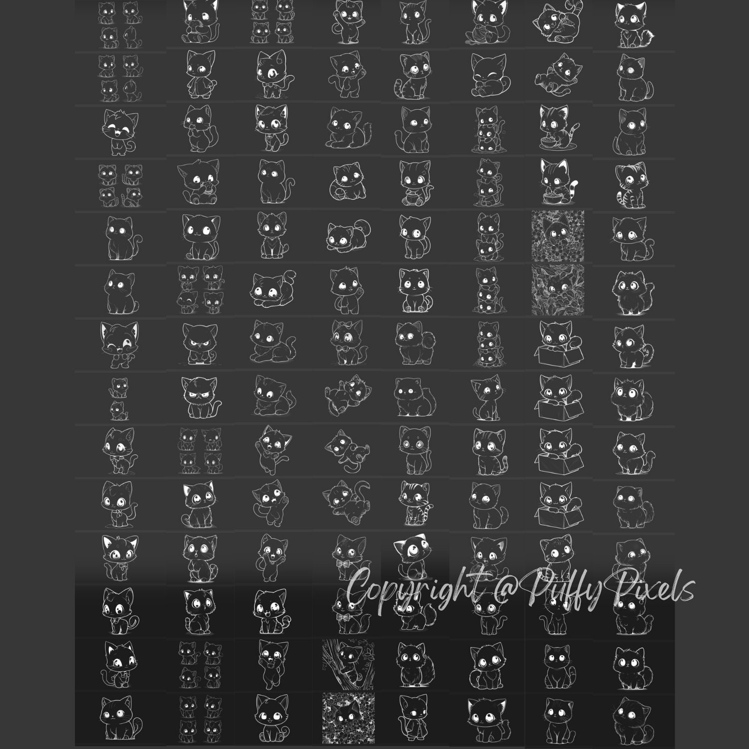 Kawaii Procreate Brushes Stamps Chibi Cute Cats Kitty Animals Pets ...