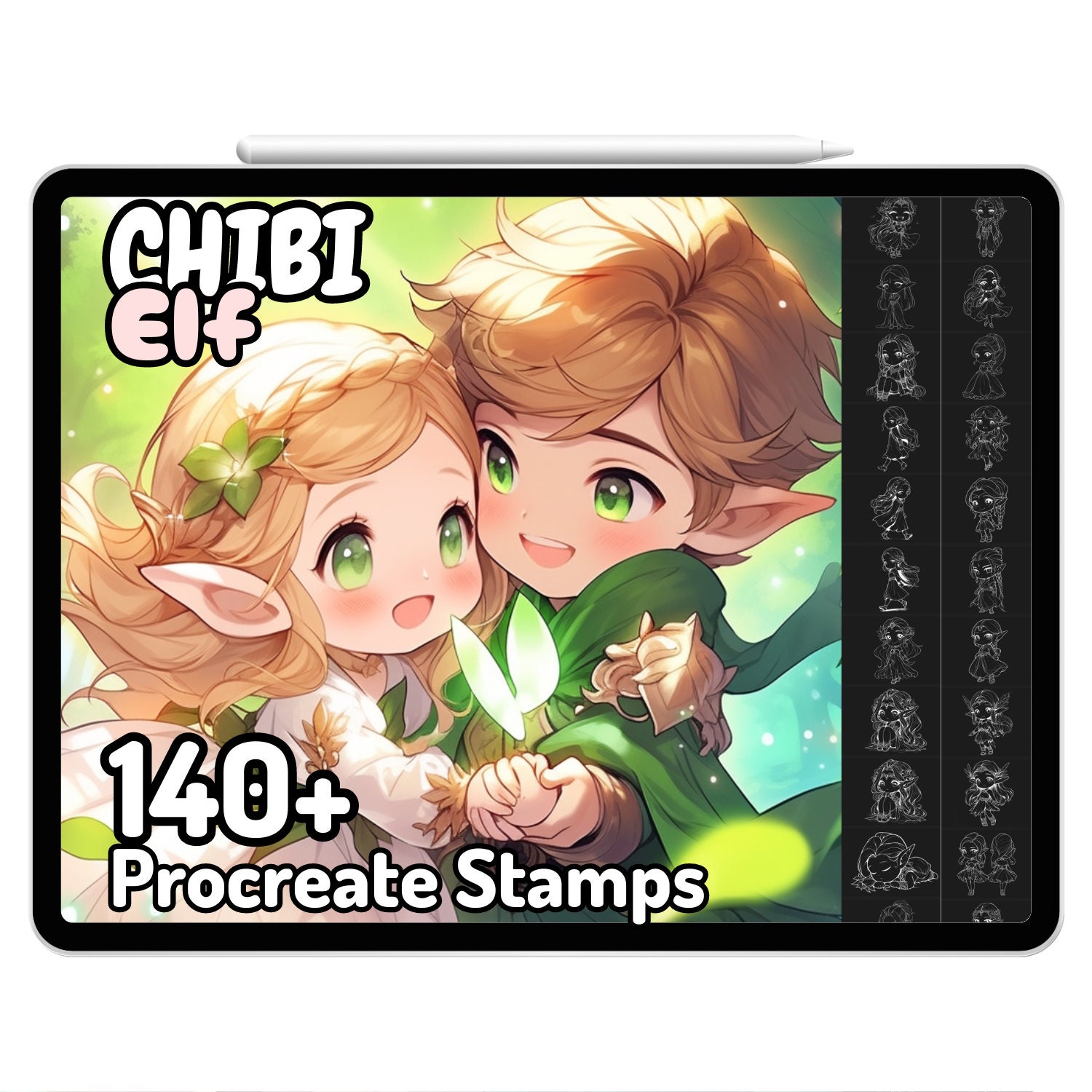 Procreate Chibi Elf Elves Kawaii Drawing Guide Stamps Brushes Anime ...