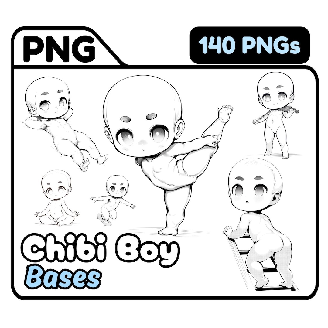 PNG Chibi Poses Base Boy Male Sketches Clipart Gesture Kawaii
