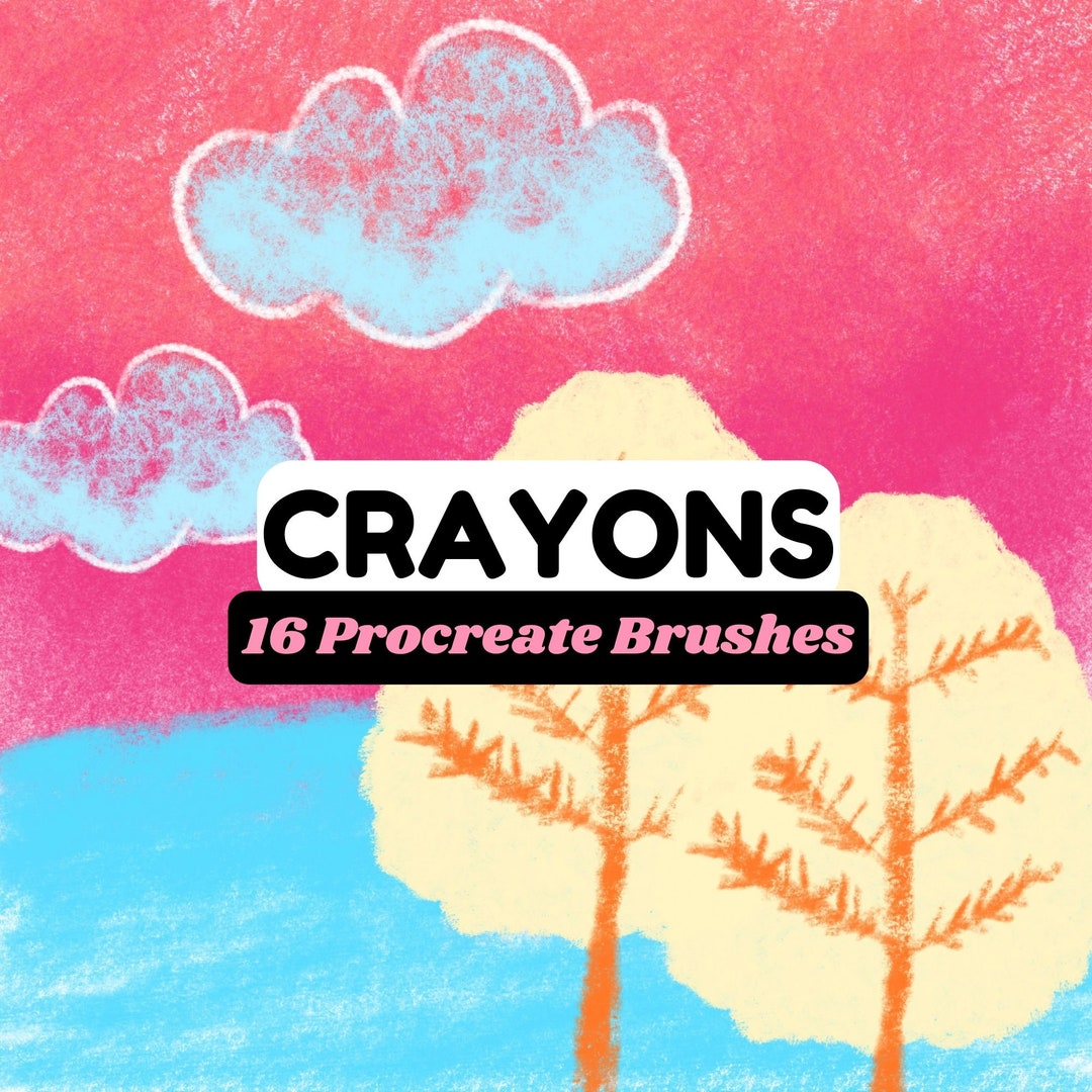 Crayons Procreate Brushes Set Kidcore Doodle Doodling 90s Etsy