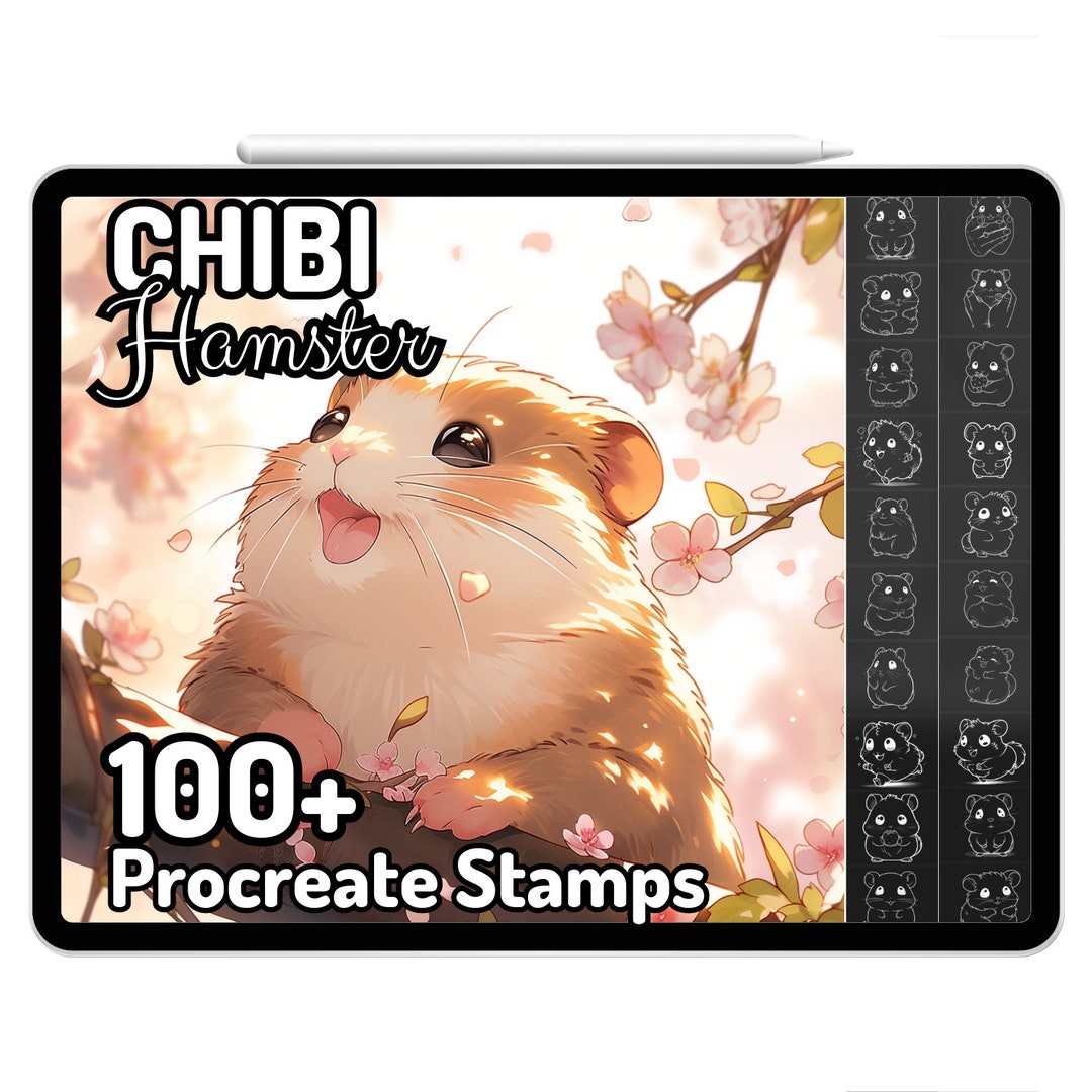 Kawaii Procreate Brushes Stamps Chibi Cute Hamster Animals Pets Sticker ...