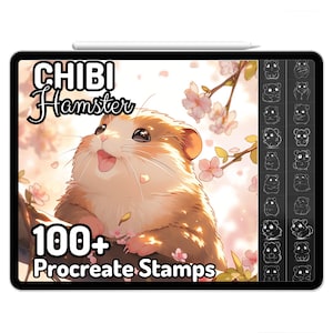Kawaii Procreate Pinceles Sellos Chibi Lindo Hámster Animales Mascotas Elementos adhesivos Anime Bujo Ratón Suave Guinea Doodle Dibujos animados
