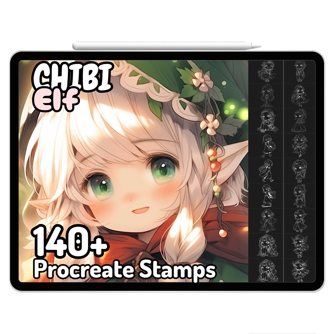Procreate Chibi Elf Elves Kawaii Drawing Guide Stamps Brushes Anime ...