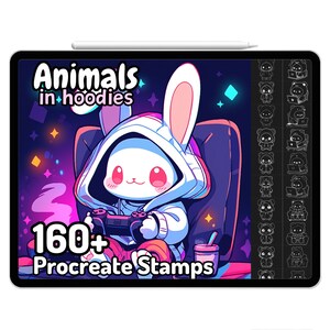 Kawaii Procreate Brushes Stamps Cute Animals Hoodie Streetwear Anime ...