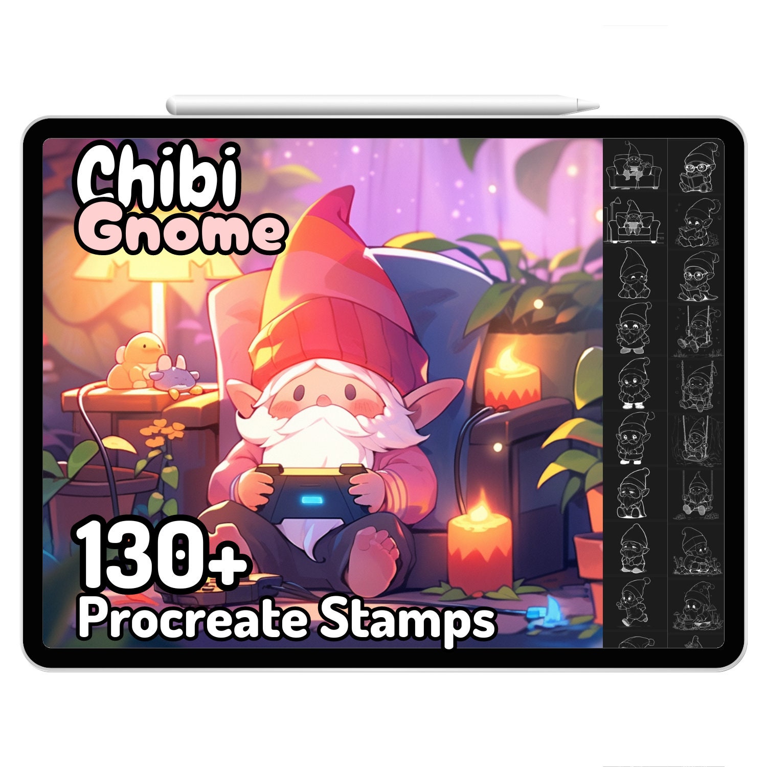 Procreate Cute Chibi Gnome Brushes Stamps Kawaii Doodle Food Sticker ...