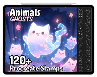 Procrea simpatici fantasmi animali Kawaii tatuaggio Chibi Halloween spettrale divertente guida al disegno gotico francobolli pennelli raccapricciante design del personaggio carino