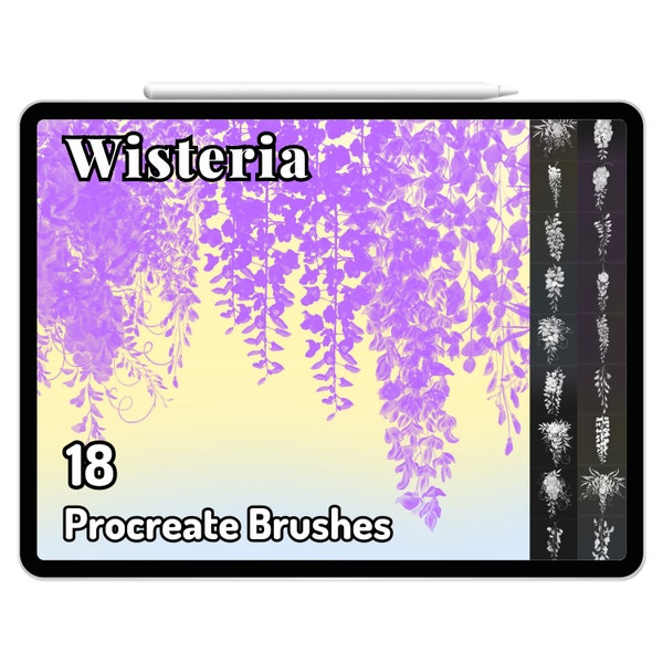 Procreate Wisteria Flowers Floral Vines Botanical Brushes Stamps Hanging Plants Foliage Leaves Greenery Garden Landscape Botanics Fences