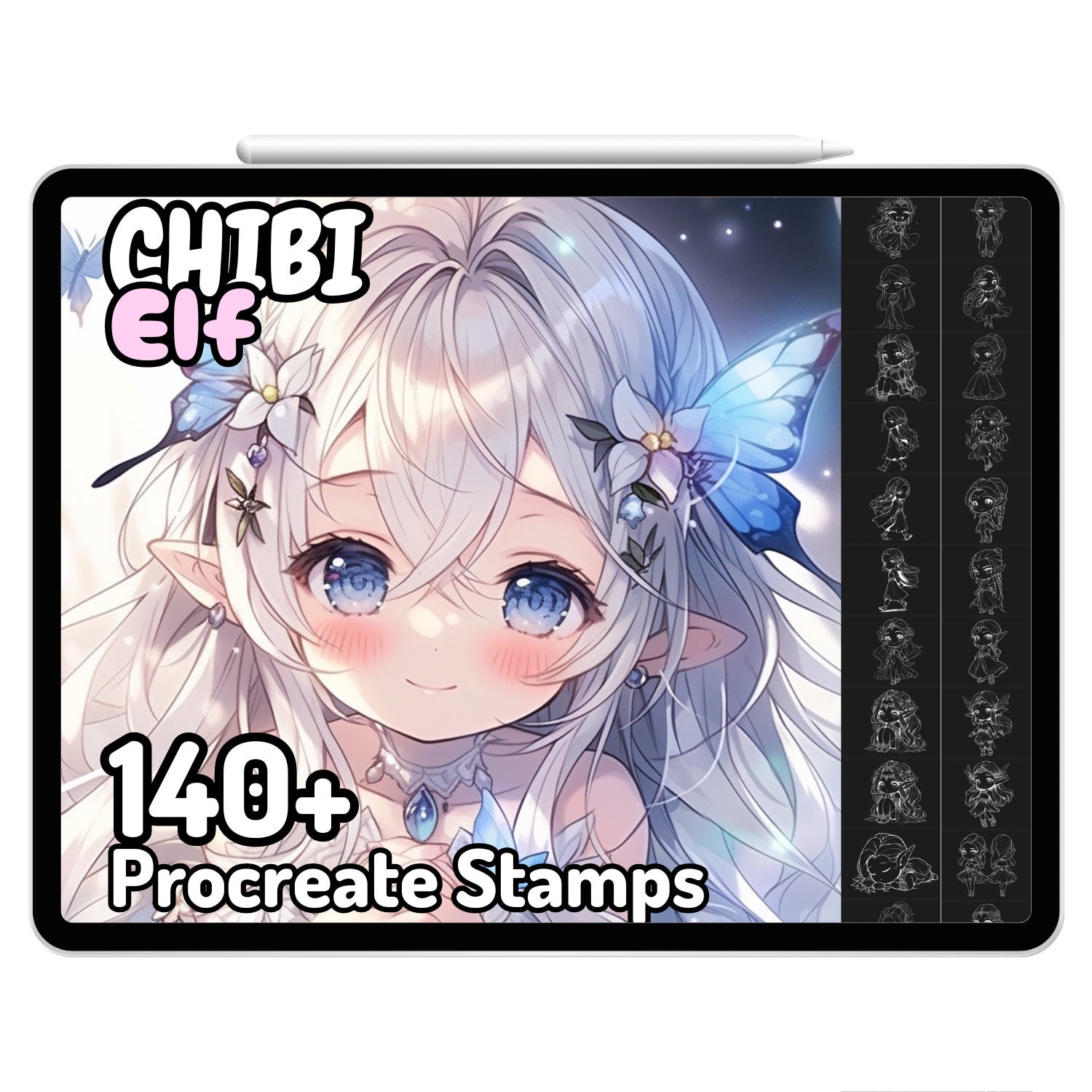 Procreate Chibi Elf Elves Kawaii Drawing Guide Stamps Brushes Anime ...