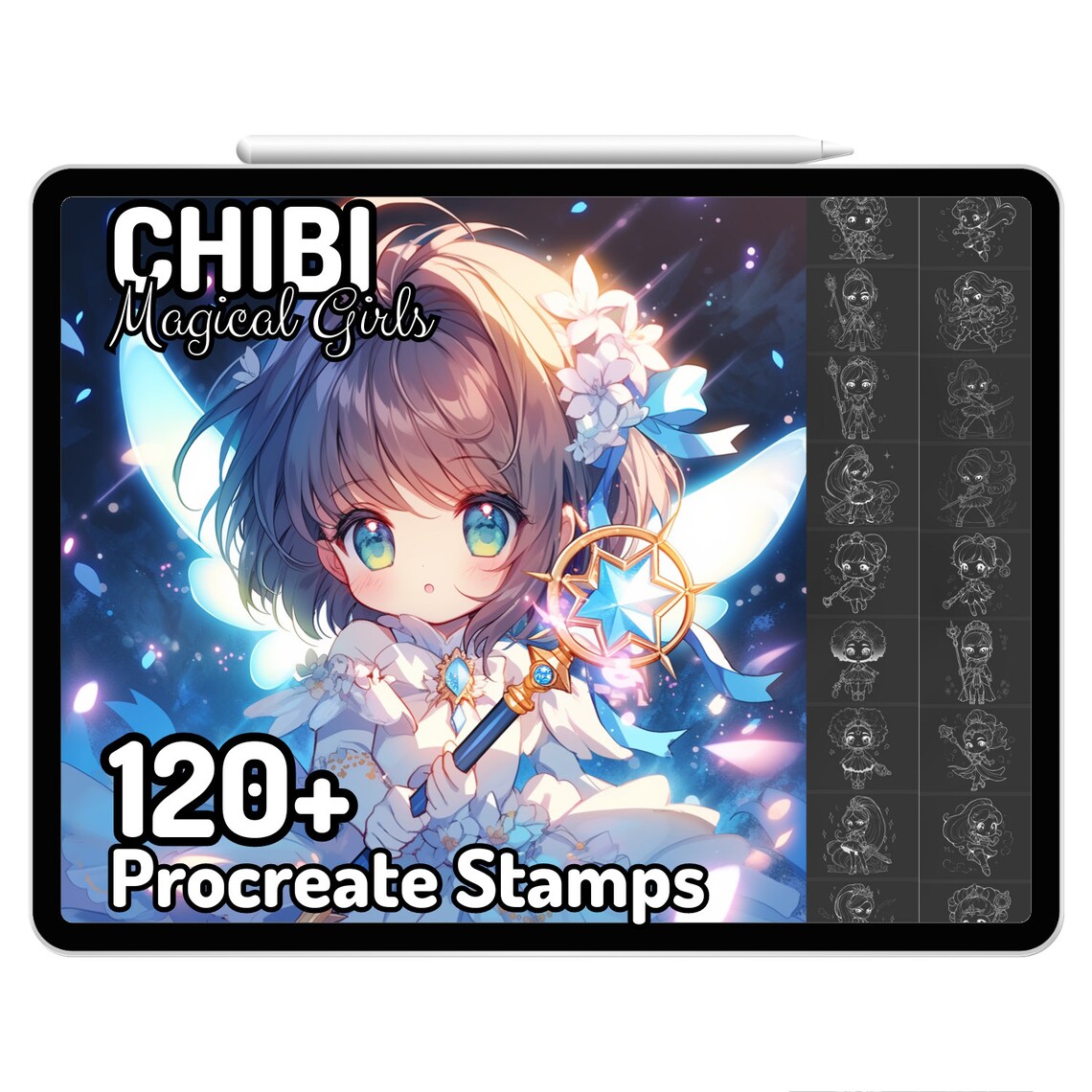 Procreate Chibi Magical Girl Girls Kawaii Cute Drawing Guide Stamps ...