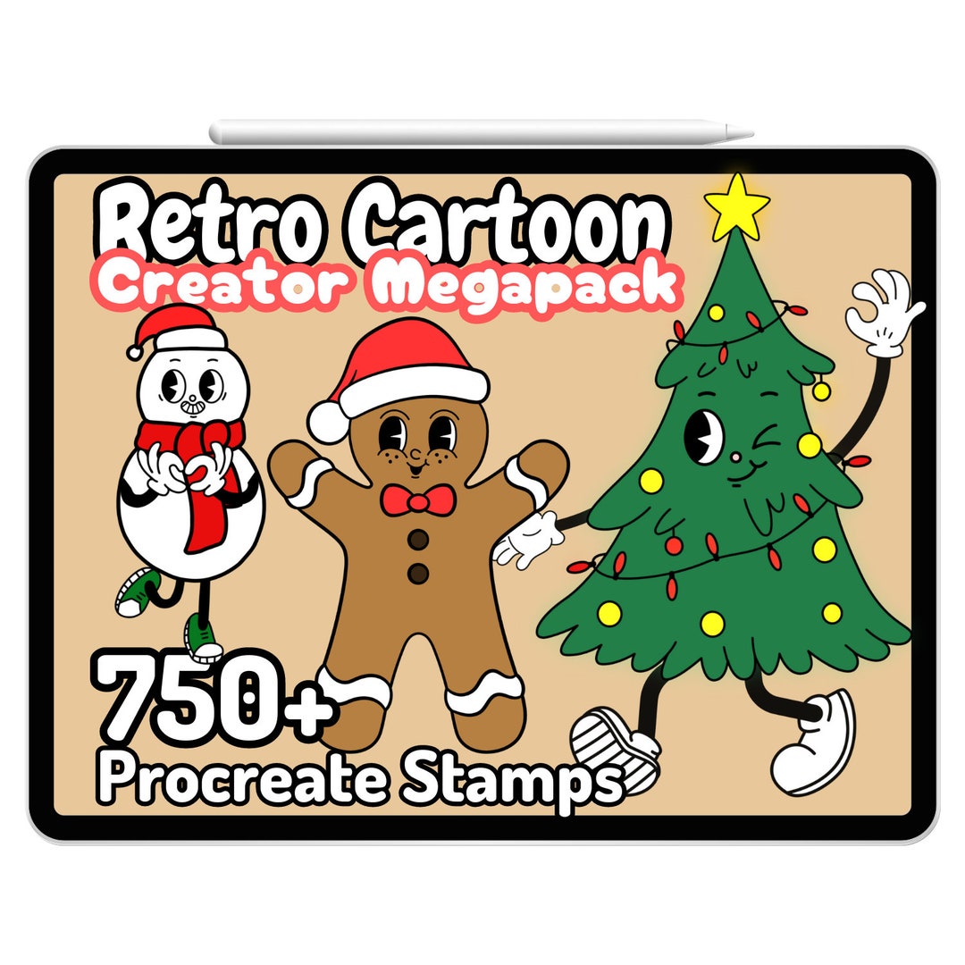Procreate Retro Cartoon Character Creator Mascot Christmas Holidays