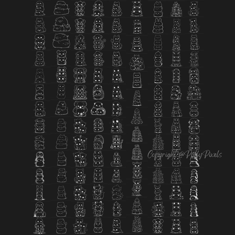 Kawaii Procreate Brushes Stamps Animals Pets Cat Dog Puppy Fat Chubby ...