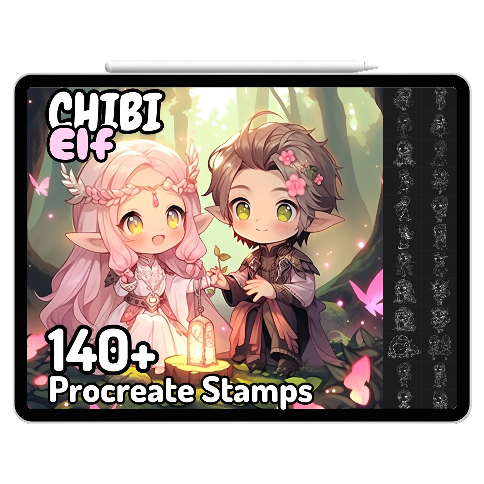 Procreate Chibi Elf Elves Kawaii Drawing Guide Stamps Brushes Anime ...