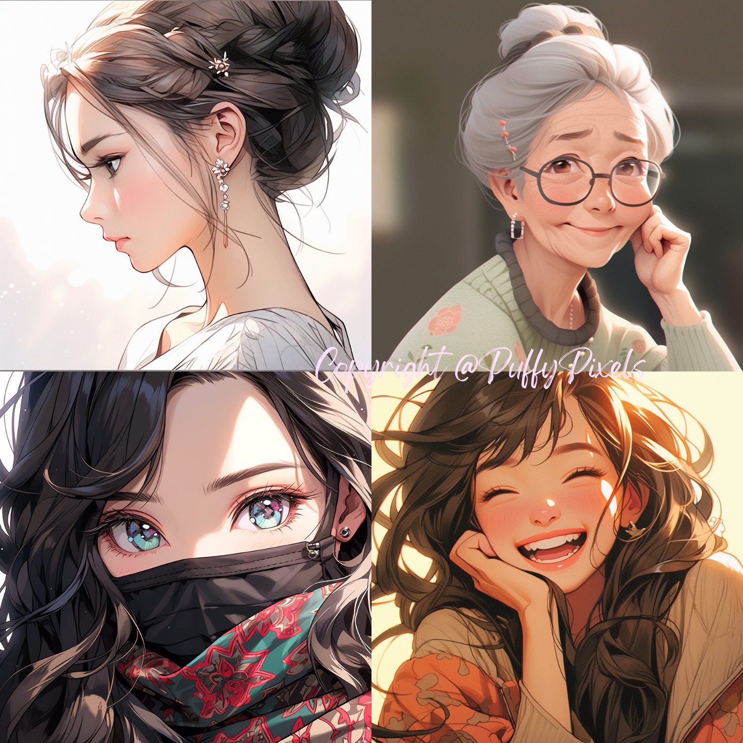 Procreate Anime Face Girl Woman Female Head Brushes Stamps Cute Kawaii