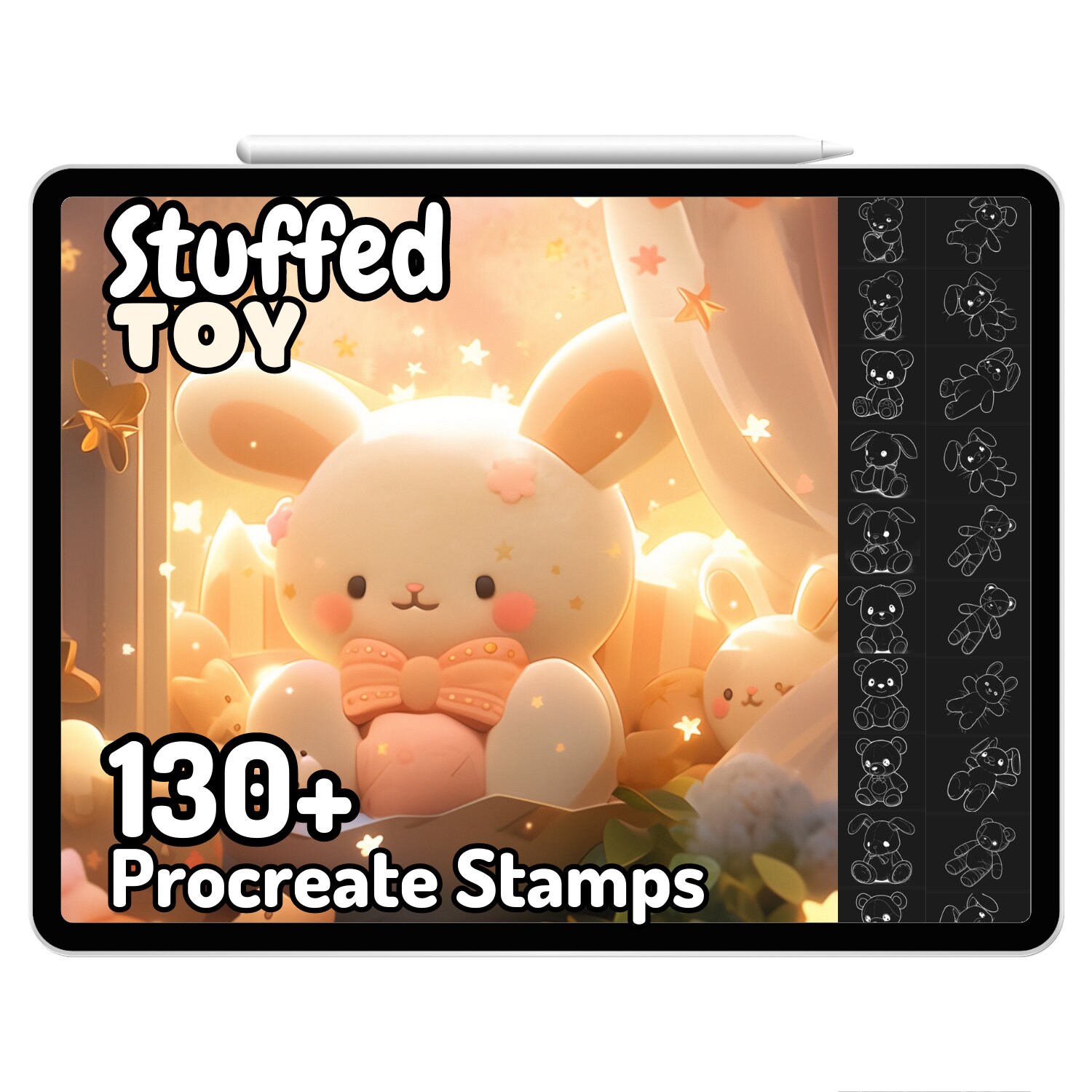 Kawaii Procreate Brushes Stamps Stuffed Toy Animals Pets Cat Bunny Baby ...
