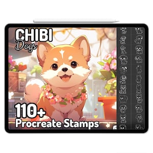Kawaii Procreate Brushes Stamps Chibi Dog Puppy Shiba Inu Cute Doodle Sticker Elements Anime Emotes Puppies Cartoon Chibi Kidcore Aesthetic