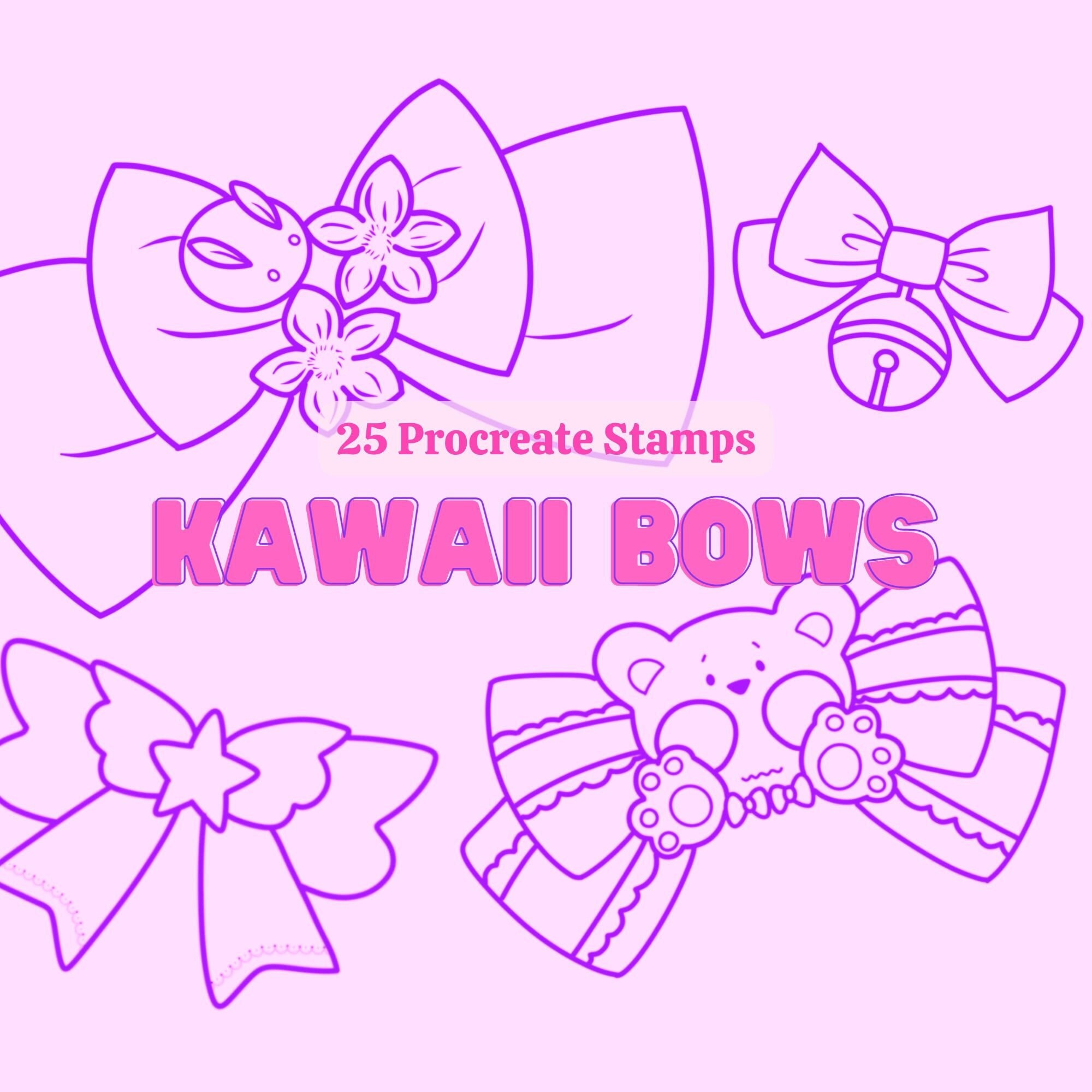 Kawaii Lolita Bows Bow Procreate Brushes Stamps Sticker Elements Sticky ...