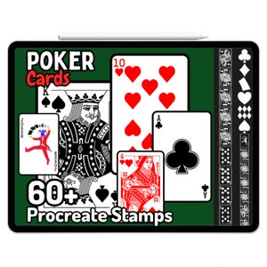 Procreate Poker Karty Talia Znaczki Pędzle Tatuaż Vegas Jackpot Hazard Kasyno Król Królowa Joker Pik Klub Diament Natychmiastowe Pobieranie Cyfrowe