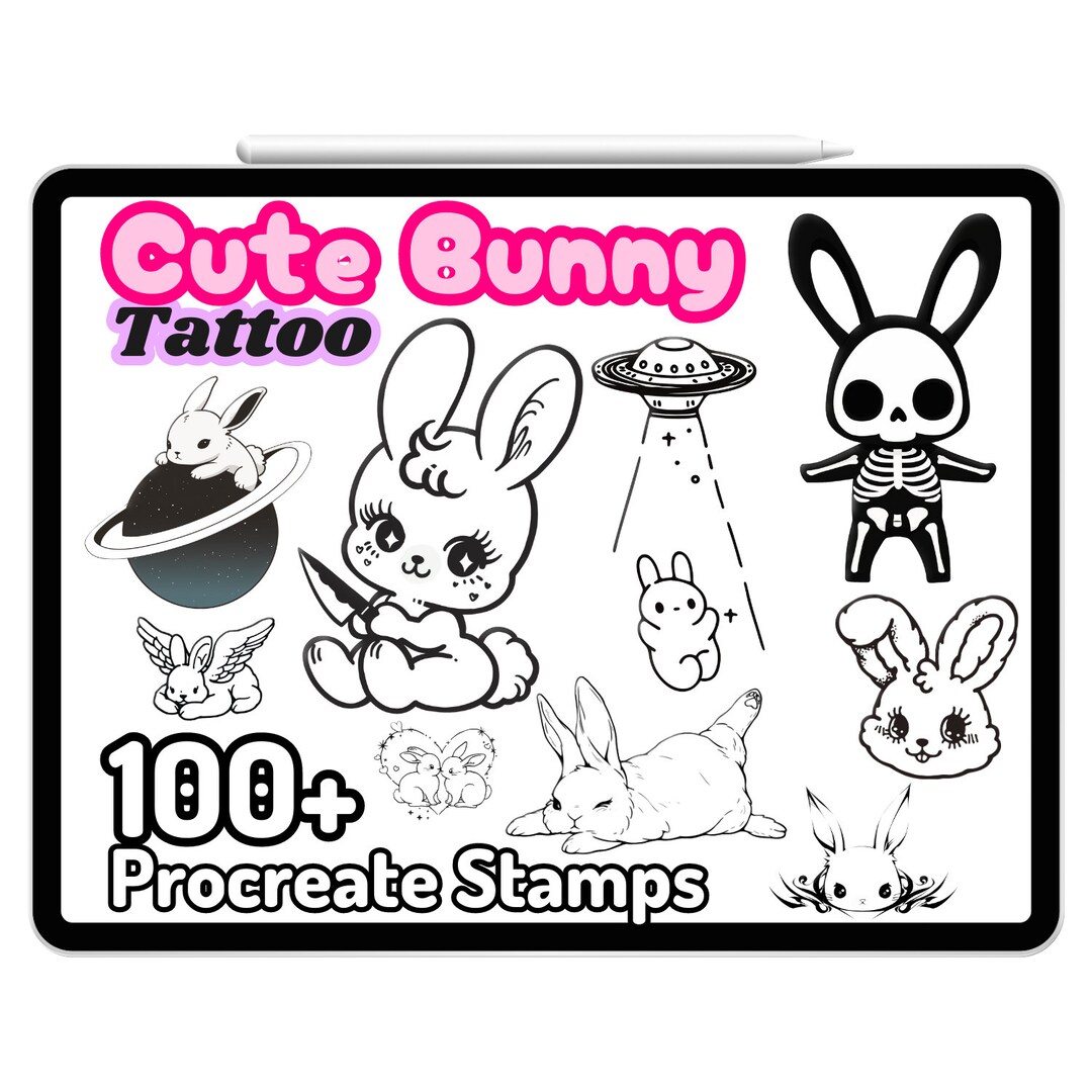 Procreate Tattoo Cute Bunny Rabbit Stamps Minimalist Kawaii Brushes ...