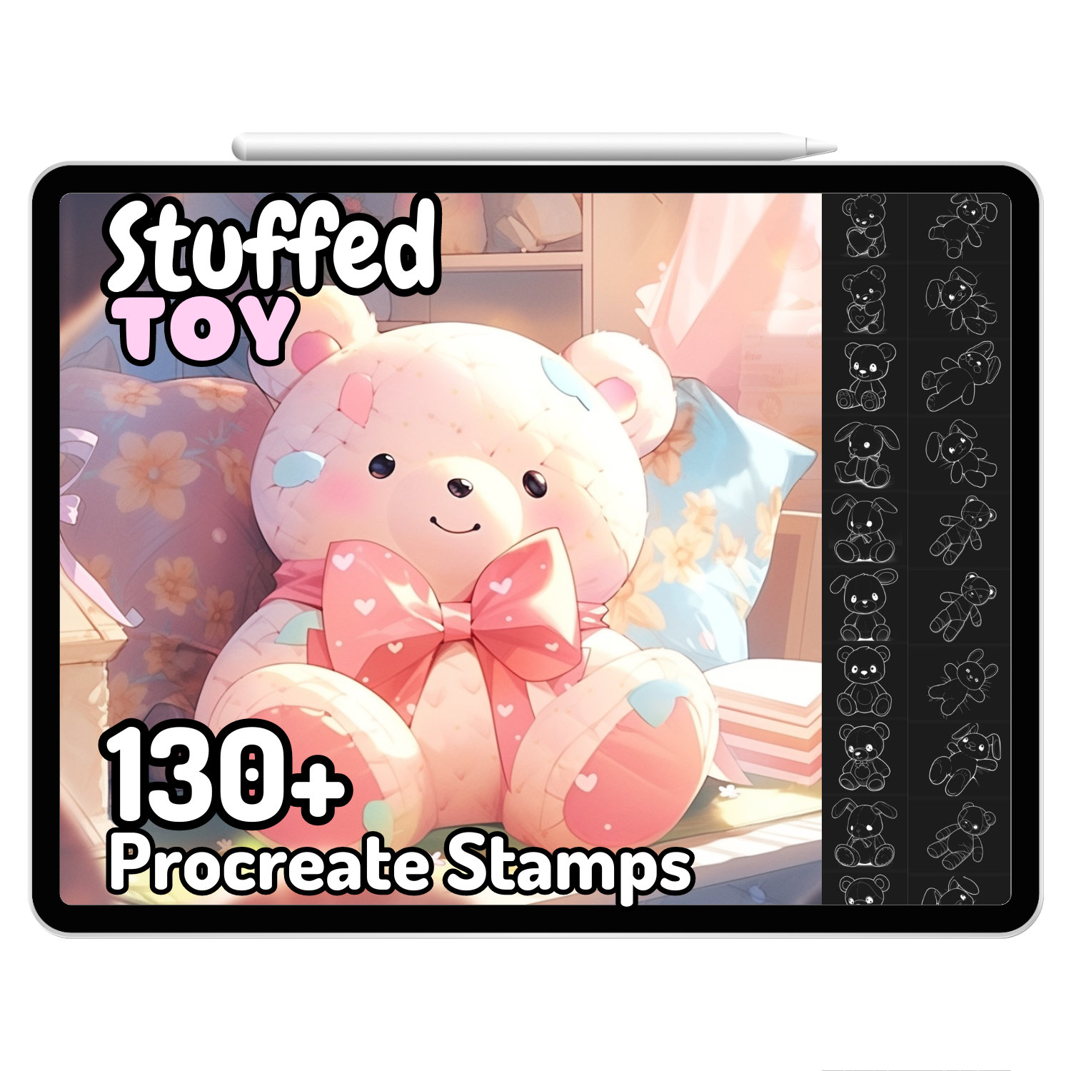 Kawaii Procreate Brushes Stamps Stuffed Toy Animals Pets Cat Bunny Baby ...