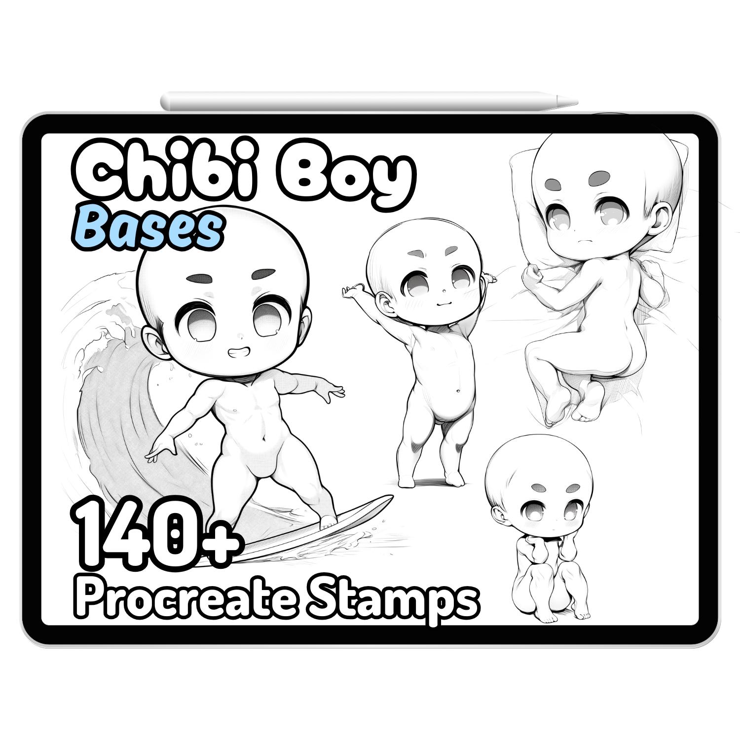 Procreate Chibi Poses Base Sketches Hand Gesture Kawaii Character ...