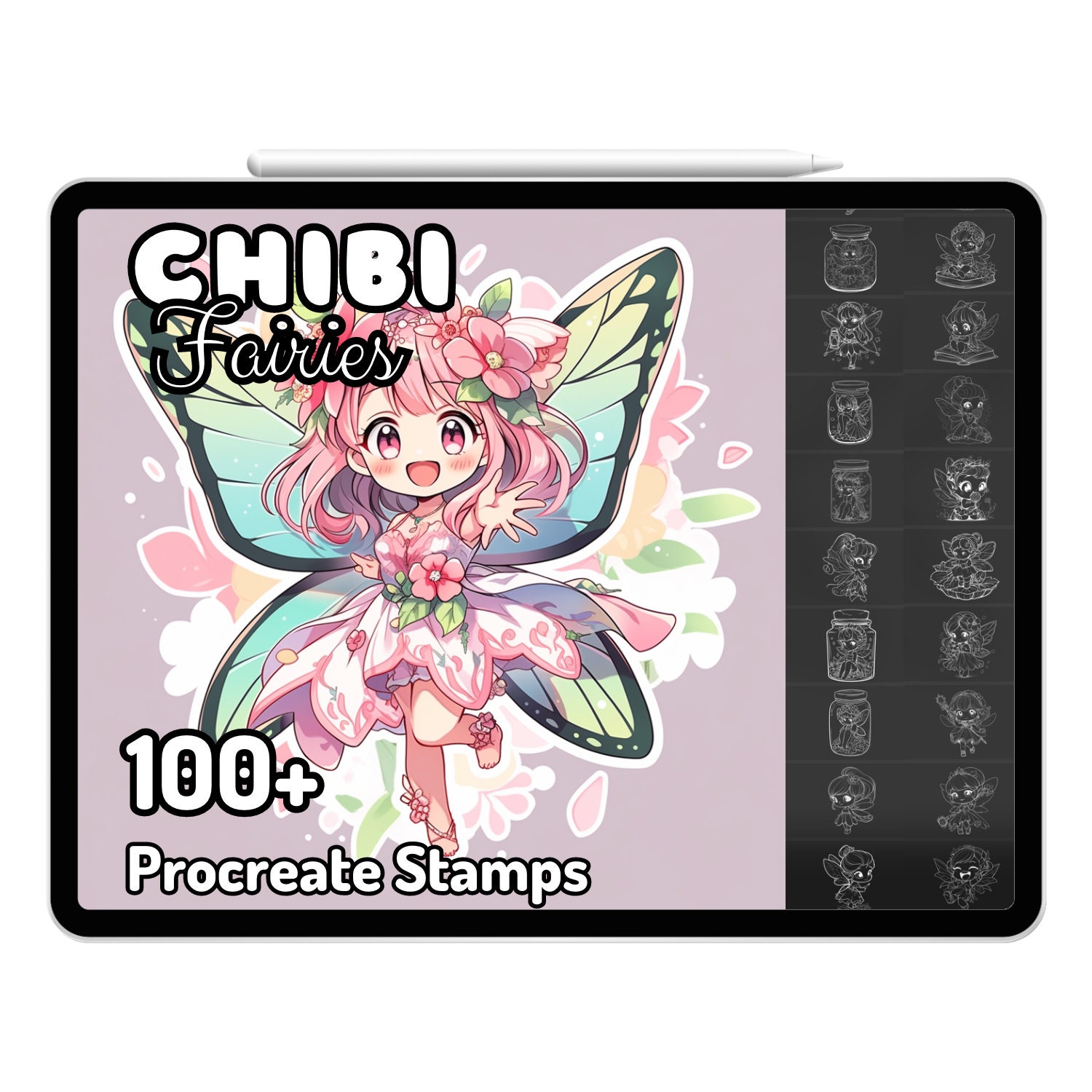 Procreate Chibi Fairy Fairies Kawaii Drawing Guide Stamps Brushes ...