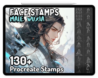 Procrea maschio Wuxia Ritratti Anime Face Man Pennelli Francobolli Artista marziale Eroe combattente Guida al disegno cinese antico Hanfu Colorazione per adulti