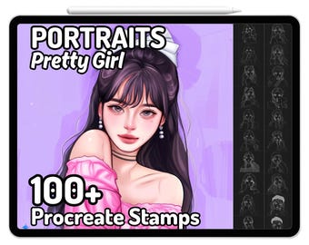 Procreate Ritratto Bel Viso Gelatina Arte Base Ragazza Testa Femminile Pennelli Timbri Idolo Moda Coreana Carino Disegno Guida Adulto Colorazione Manga