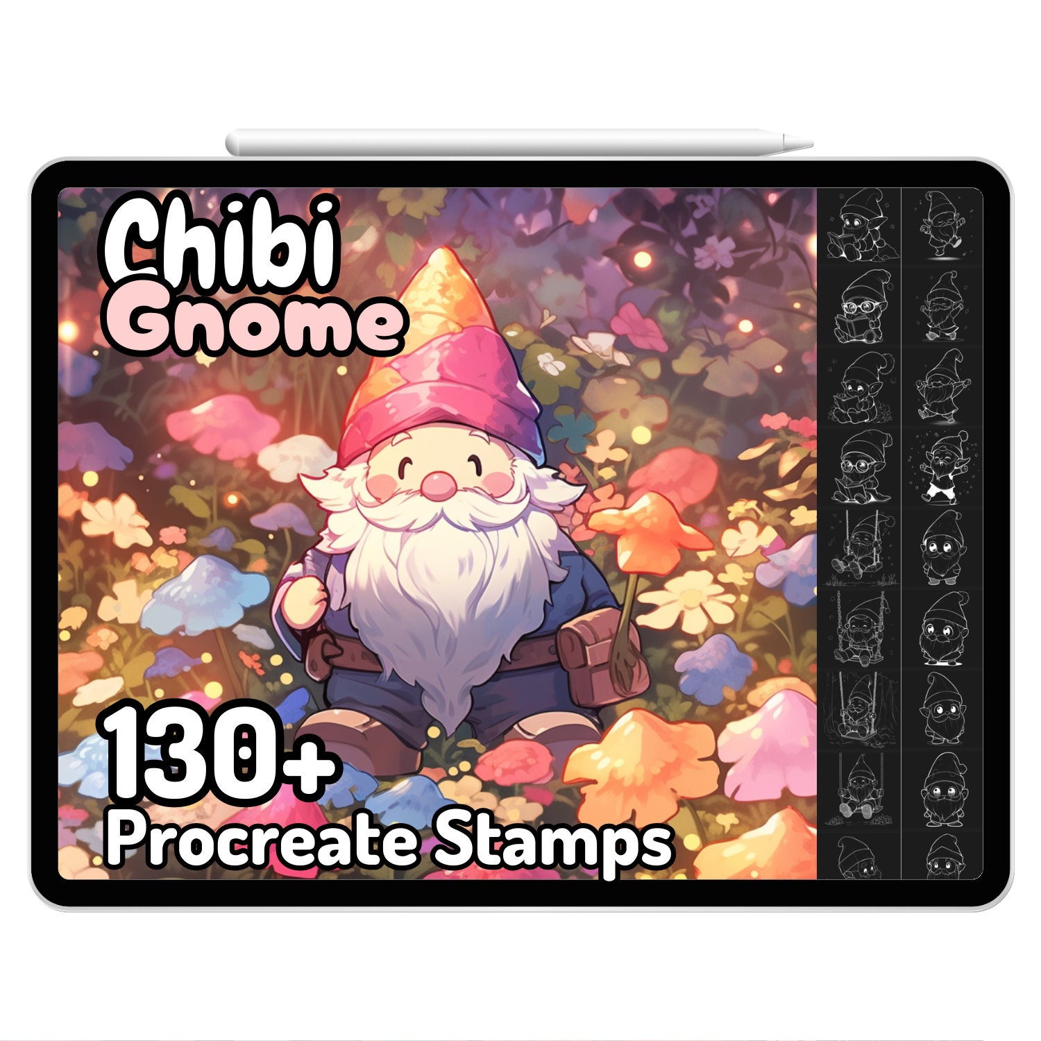 Procreate Cute Chibi Gnome Brushes Stamps Kawaii Doodle Food Sticker ...