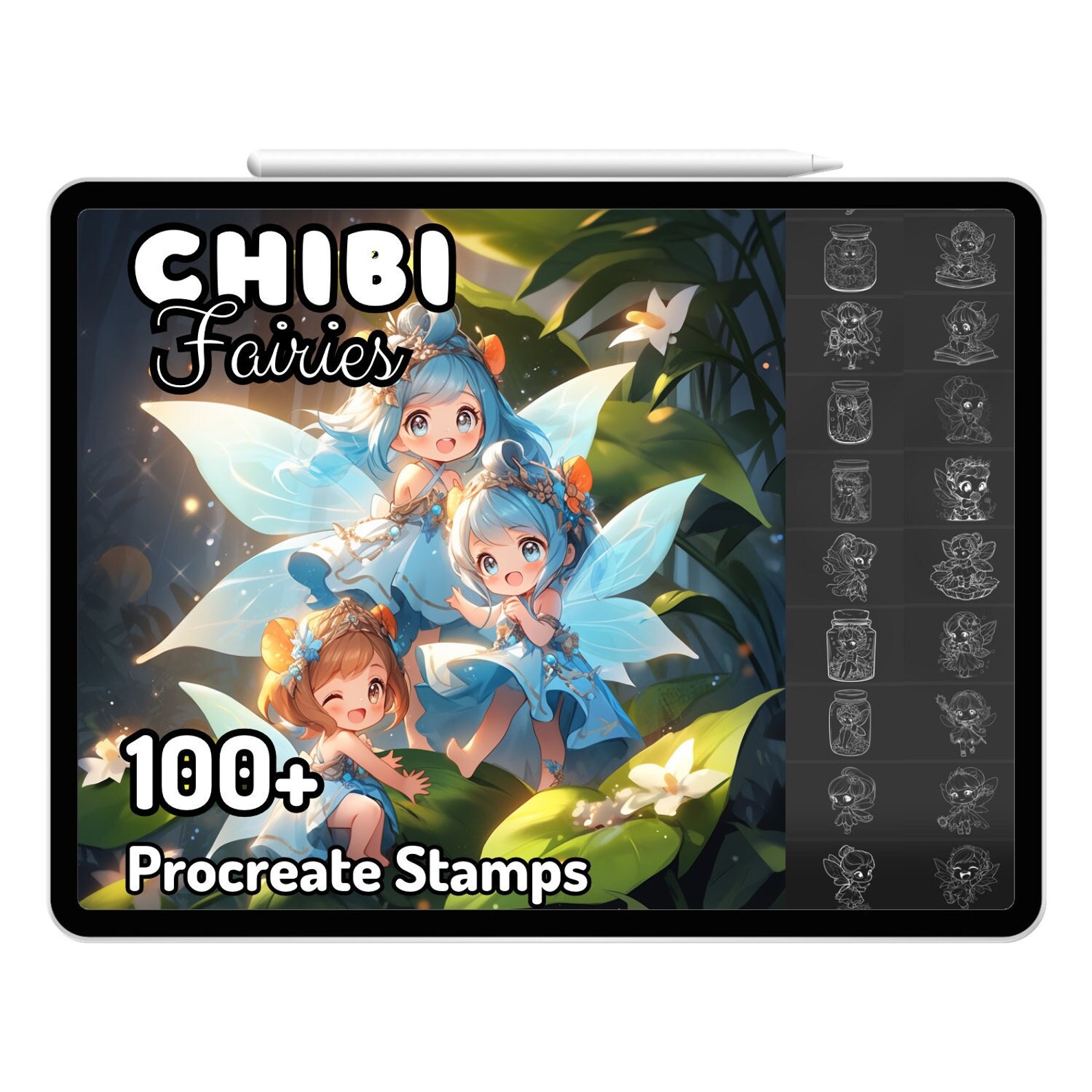 Procreate Chibi Fairy Fairies Kawaii Drawing Guide Stamps Brushes ...
