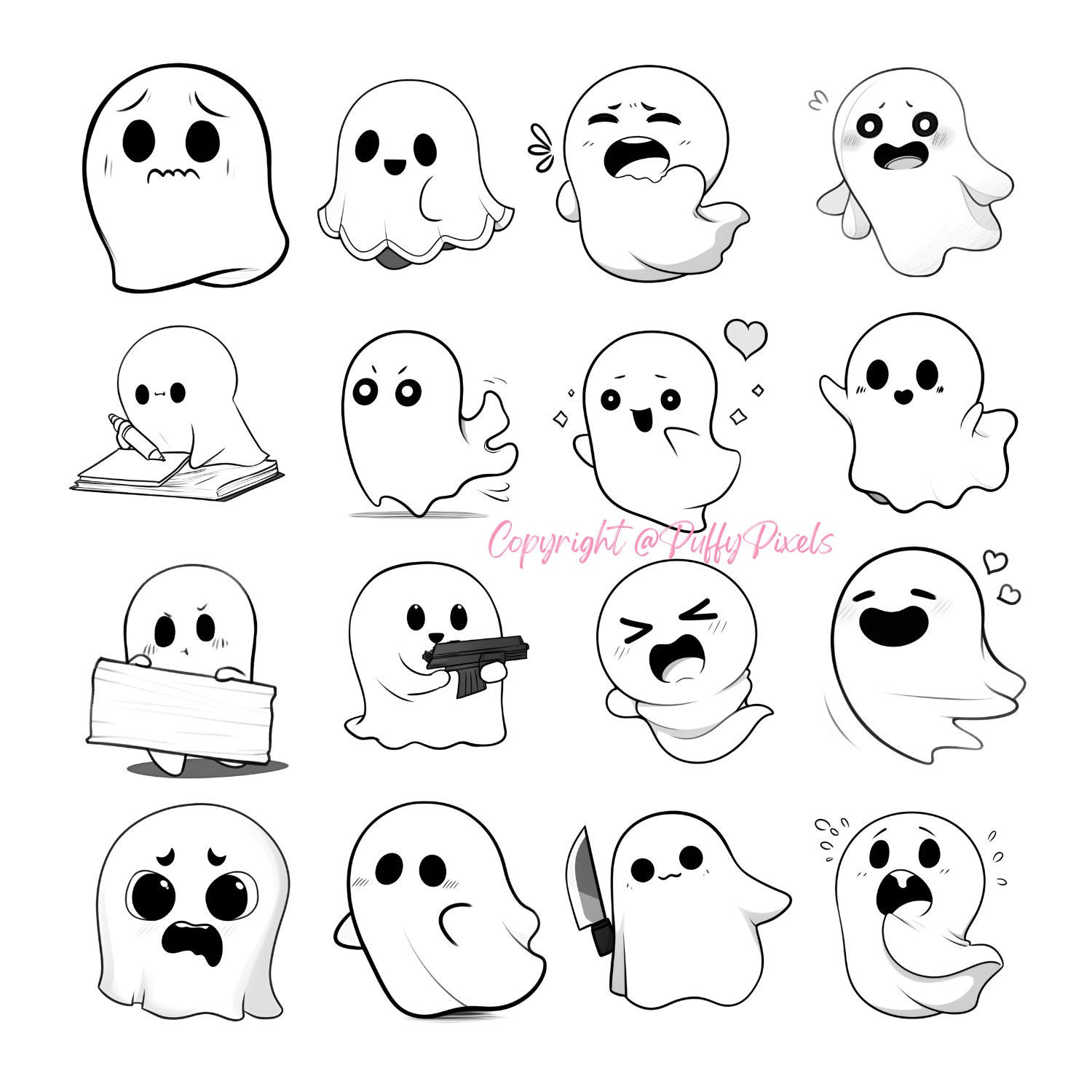 Procreate Cute Ghost Emote Base Twitch Discord Badges Halloween Spooky ...