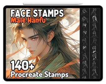 Procreare Ritratti di testa maschile Anime Face Man Pennelli Francobolli Artista marziale Principe Wuxia Antica guida al disegno cinese Hanfu Colorazione per adulti