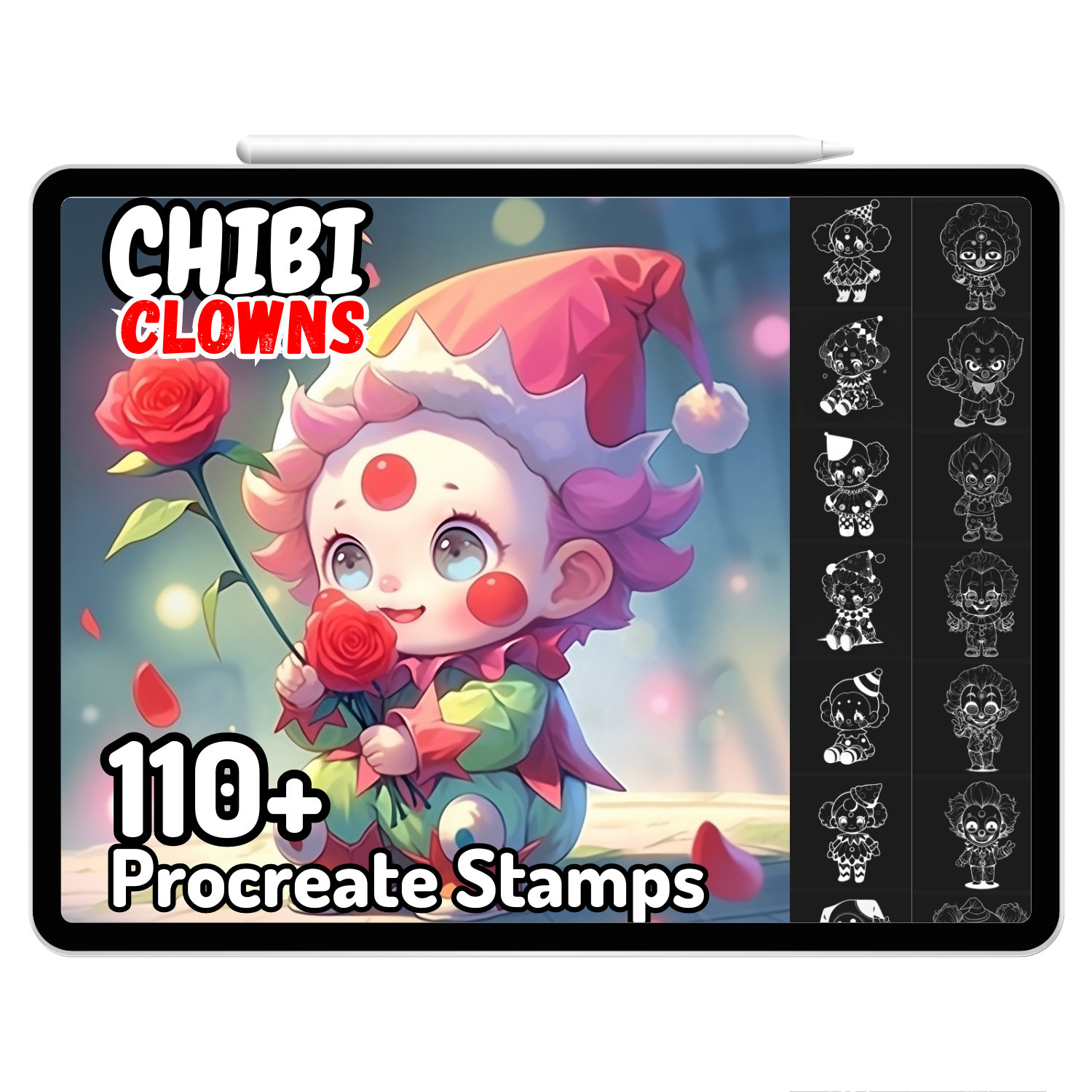 Procreate Chibi Clowns Cute Creepy Halloween Pierrot Kawaii Spooky ...