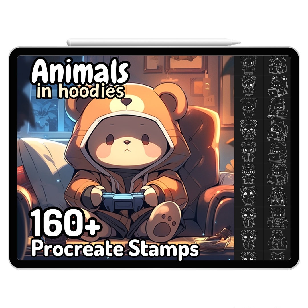 Kawaii Procreate Brushes Stamps Cute Animals Hoodie Streetwear Anime ...