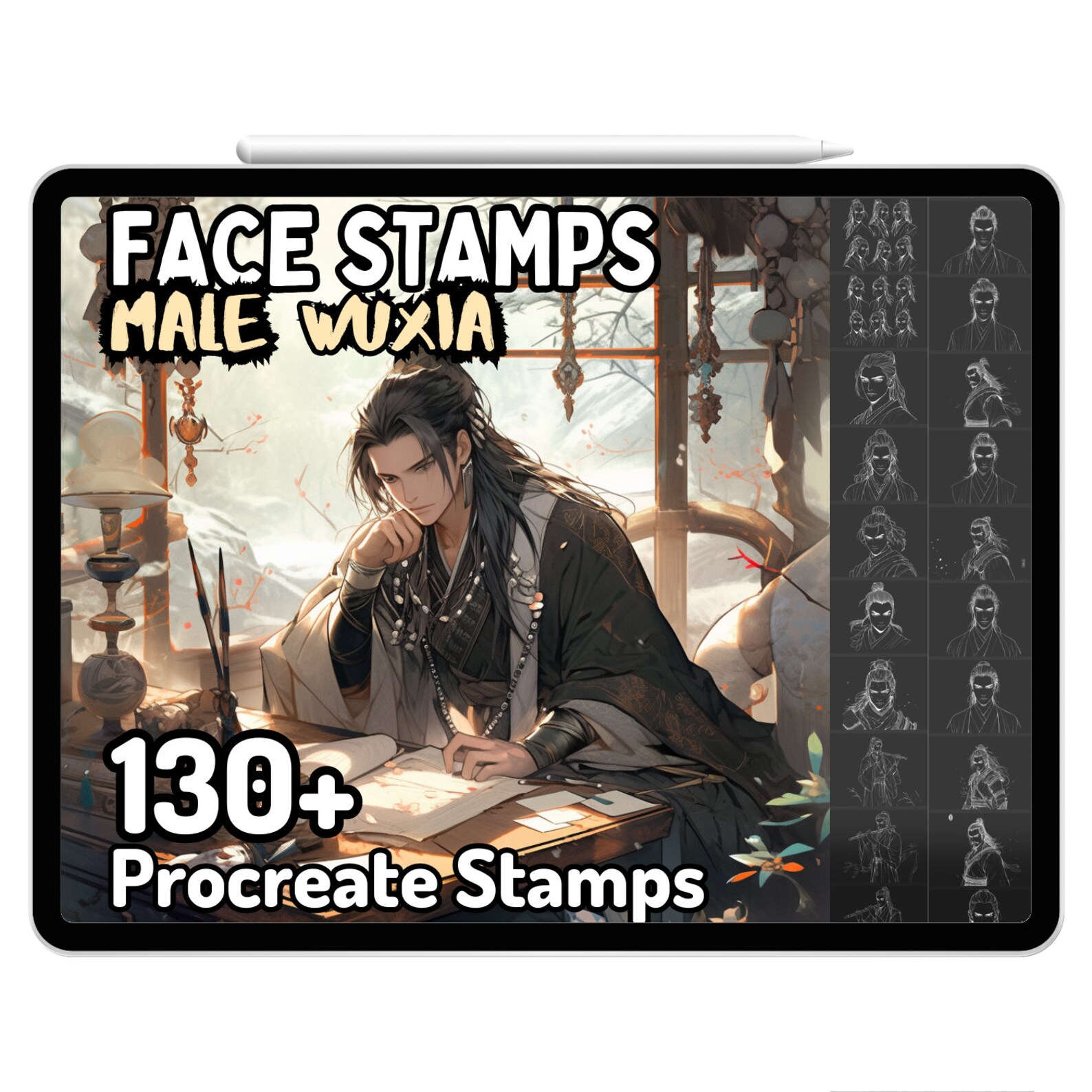 Procreate Male Wuxia Portraits Anime Face Man Brushes Stamps Martial