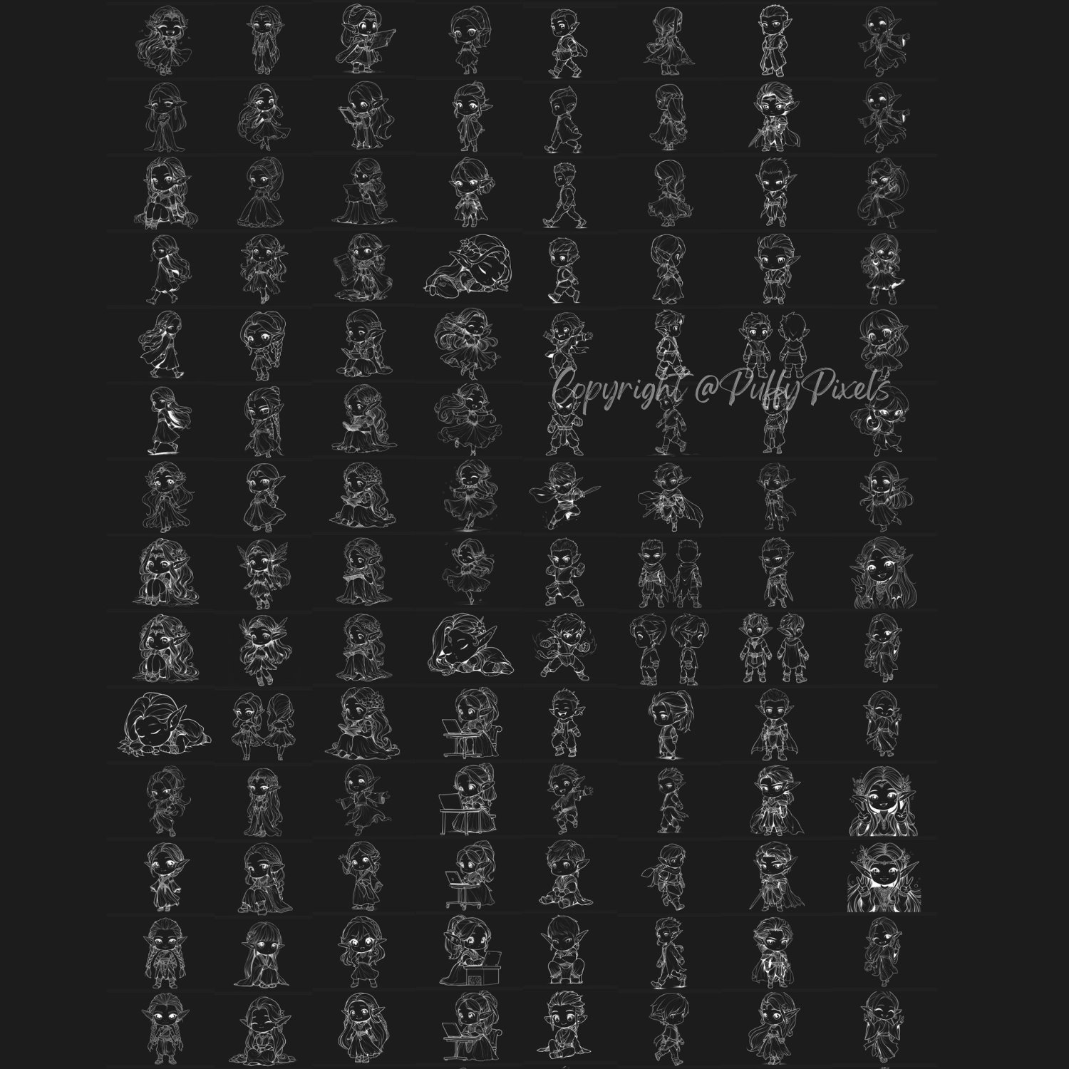 Procreate Chibi Elf Elves Kawaii Drawing Guide Stamps Brushes Anime ...