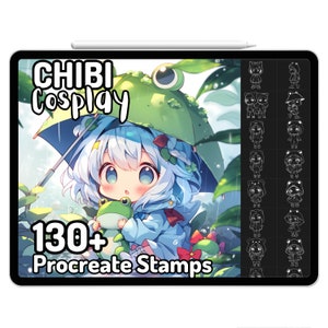 Procreate Kawaii Chibi Stamps Frog Girl Cat Girl Cute Brushes Sticker ...