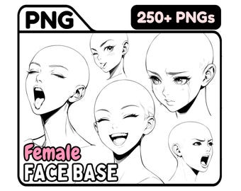 PNG Anime Viso Base Ragazza Donna Testa Femminile Disegni Viso Disegno Guide Colorazione Fai da Te Espressioni Emozioni Commerciale Adulto Manga Webtoon