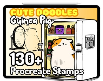 Procreate Brushes Stamps Hamster Cute Guinea Pig Hammy Kawaii Animals Doodle Coloring Sticker Gerbil Emotes Cartoon Chibi Kidcore Colouring