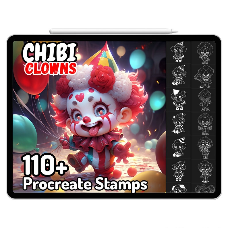 Procreate Chibi Clowns Cute Creepy Halloween Pierrot Kawaii Spooky ...