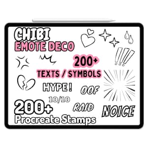Procreate Emote Deco Decoration Base Twitch Discord Badges Words Symbol Memes Chibi Accessories Blush Hand Gesture Kawaii Character Stamps