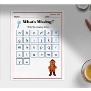 Hoja de trabajo del alfabeto, imprimible, descarga digital, PDF, letras, A-Z, aprendizaje, educativo, escuela, educación en casa, letra faltante