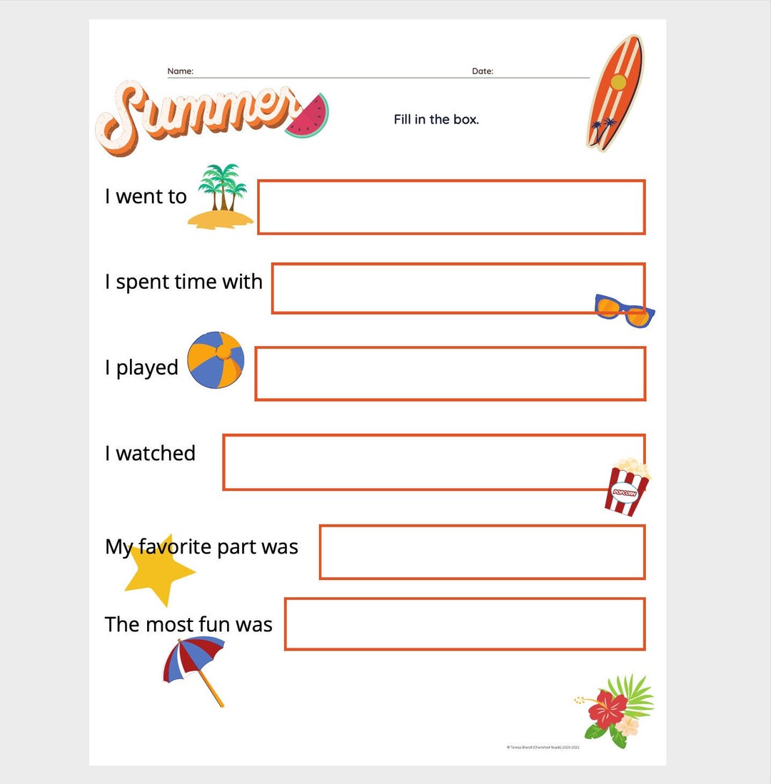 What I Did This Summer Worksheet, Printable, Digital Download, PDF
