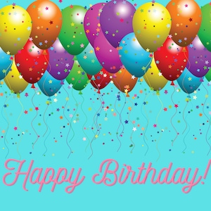 Aqua Balloon Birthday Card Aqua Balloon Birthday Card