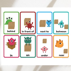 Préposition Cartes-éclair imprimables, Monstre, PDF, Imprimable, Téléchargement numérique, Apprentissage, Éducatif, École, École à la maison, Élémentaire