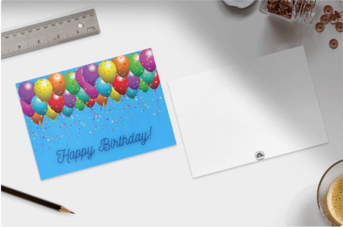 Happy Birthday, Birthday Card, Blue, Balloons, Printable, PDF, PNG ...
