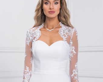 Giacca da sposa in pizzo da donna a maniche lunghe B-187