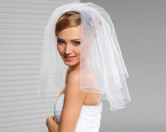 Wedding Double Tier Pencil Edge Bridal Veil Shoulder Length PV-3