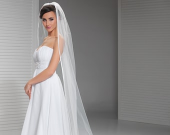 Bridal Single Tier Satin Edge Wedding Veil Chapel Length SV-98