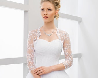 Ladies Wedding Bridal Lace Jacket Three Quarter Sleeves B-152